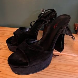 Demonia Black Velvet Platform Heels